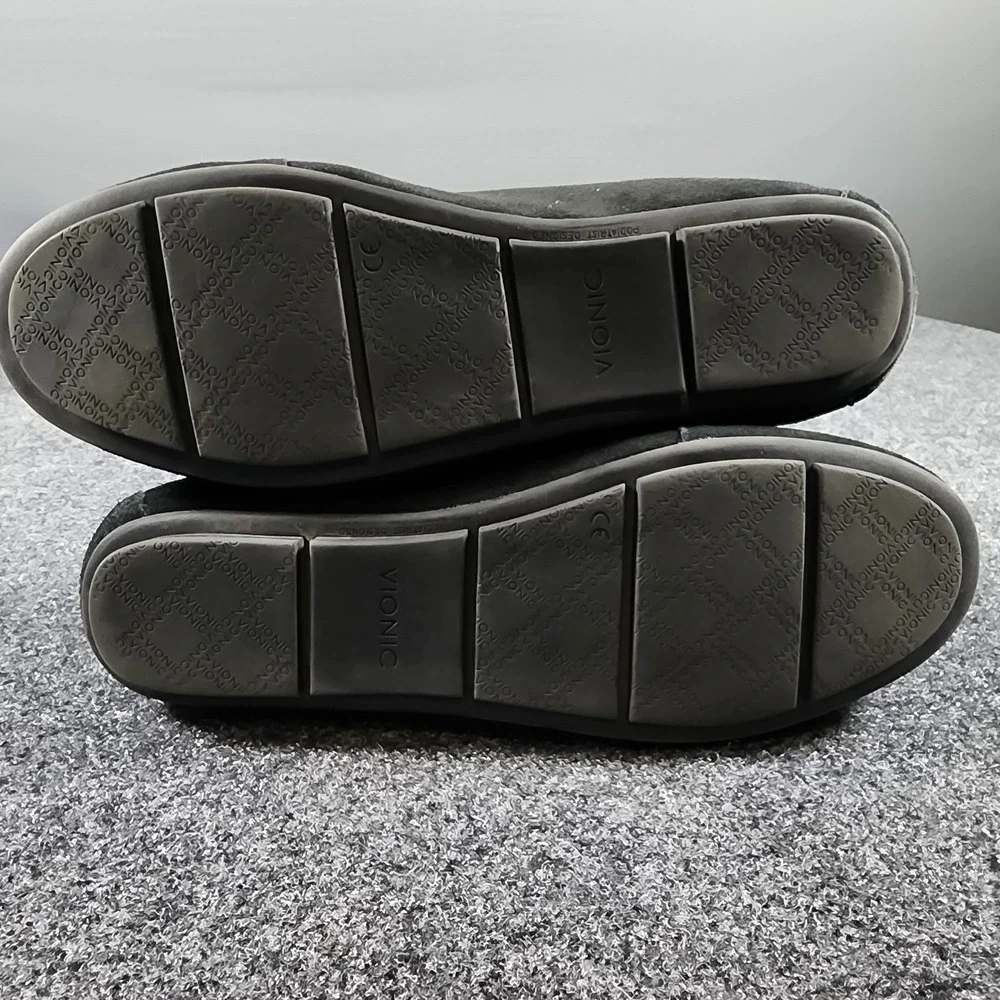 Vionic Debbie Loafers Womens 9 Wide Black Suede Orthotic Slip On Flats